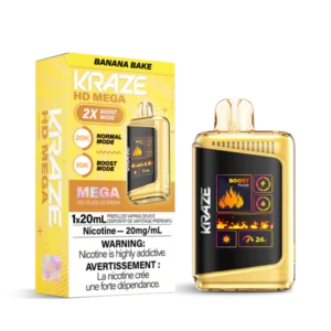 Kraze HD Mega 20k Disposable Vape: Banana Bake(20mL)
