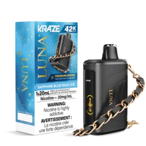 Kraze Luna Disposable Vape: Sapphire Blue Razz Ice (20mL)